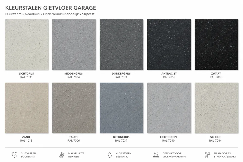 Garage gietvloer kleurstalen