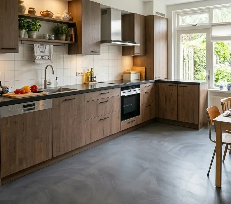 Lavasteen gietvloer in keuken